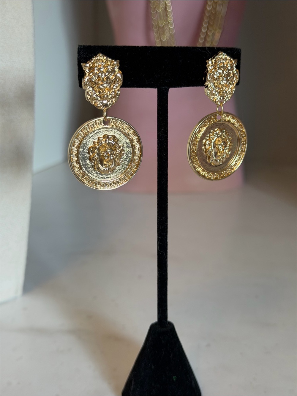 Gold-tone Medallion fashion Drop Earrings - Women Jewelry